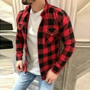 Winter Savings 2024! purcolt Men's Thick Warm Flannel Plaid Shirts Fall Winter Long Sleeve Button Down Coat Casual Shacket Jackets Outwear with Pockets